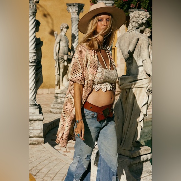 Chasing Unicorns Blues Before Sunrise Crochet Robe Dress S/M - Picture 6 of 12